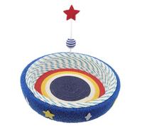 DINHEAROM Round Cat Scratcher Bed with Star Pattern Indoor Lounge Bowl for Furniture Protection and Kitten Rest Compact Cardboard Scratching Board for Cats