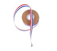 DINHEAROM Ruban à Enrouler Rayé Rouge Blanc Bleu pour Emballage Présent en Polyester Ruban Décoratif Solide et Polyvalent Décoration de Bouquets et Créations DIY