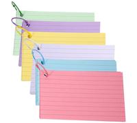 DINHEAROM Set de Cartes Index avec Anneaux Métalliques Fiches Memo Blank DIY pour Étude et Révision Carnet de Vocabulaire Portable pour École et Bureau
