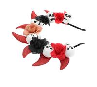 DINHEAROM -tête D'halloween En Cornes De Diable : Accessoire Pour Déguisement D'halloween Et Fêtes À Thème Du Jour Des Morts - -tête Décoratif Avec Tête De Mort Et Fleur