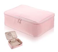 DINHEAROM Trousse de Maquillage Capacité Importante PU Sac Cosmétique Portable Multifonction Organiseur Toilette Voyage pour Femme Rose Grand Modèle