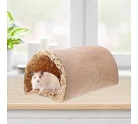 DINHEAROM Tunnel Jouet pour Hamster Et Petit Rongeur Nid Chaud Et Cachette Tissu Doux Taille M, Couleur Brun Clair Usage Intérieur Lapins, Cochons d'Inde, Chinchillas, Hamsters