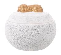 DINHEAROM Urne Commémorative pour Cendres de Chien en Céramique Blanche avec Double Compartiment et Couvercle Rabattable Facile à Ouvrir pour Décoration et Souvenir