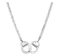 Dinikally Collier menottes personnalisé avec nom gravé, cadeau pour homme et femme