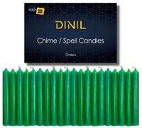 Dinil Lot de 20 bougies vertes pour rituels, prières, anniversaires, méditation, autel, sorts, carillon - 10,2 cm de haut, non parfumées (vert)