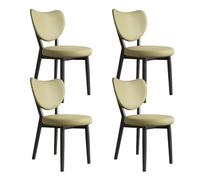 Dining Chairs Set,Modern with Thick Cushions,Kitchen Room with Wooden Legs,Dining Chair for Kitchen, Living (Black + Green Leather Set of 4)