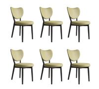 Dining Chairs Set,Modern with Thick Cushions,Kitchen Room with Wooden Legs,Dining Chair for Kitchen, Living (Black + Green Leather Set of 6)