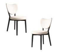 Dining Chairs Set,Modern with Thick Cushions,Kitchen Room with Wooden Legs,Dining Chair for Kitchen, Living (Black + White Leather Set of 2)