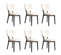 Dining Chairs Set,Modern with Thick Cushions,Kitchen Room with Wooden Legs,Dining Chair for Kitchen, Living (Black + White Leather Set of 6)