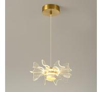 Dining Room Kitchen Island Light Fixture, LED Gold Lights for Bedroom Hallway Entryway Acrylic Pendant Chandelier 3-Color Changed 3000K/4500K/6000K