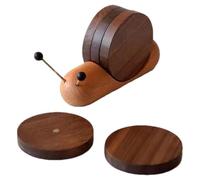 Dining Table Coasters, Wooden Coaster Set, Snail Shape Coasters, Wooden Drink Coasters, Heat Resistant Magnetic Round Wooden Coasters, Snail Design Heatproof Drink Coasters for Dining Table Desk