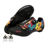 Dinint Chaussures Cyclisme Hommes Femmes Chaussuresde vélos de Route Chaussure D'équitation sur Montagne Compatibles Look SPD SPD-SL Delta avec Aptitude Chaussure Intérieur/Extérieur 42