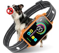 DINJOO Smart AI 1S Collier anti-aboiement pour chiens de petite, moyenne et grande taille, avec bip, vibrations et sensibilité à 8 niveaux, étanche IP67, orange pastel