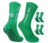Dinjunxi Chaussette Antidérapante Foot 2 Paires Chaussettes Antiderapantes Homme Femme, EU 39-46 / UK 6-11, 75% Coton, Chaussette Sport pour Football Basket Rugby Yoga Trekking, Vert