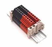 Dinkle Assembly Dk4 N Rouge/noir 10 Gang Rail DIN borniers, 10-22 AWG, 30 A, 600 V