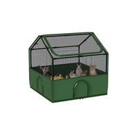 DINMO Enclos pour Lapins, cochons d'Inde, Chiots, Petits Animaux, avec Porte, enclos pour Hamsters, Lapins, hérissons, enclos avec Support, pour intérieur et extérieur, 80 x 80 x 80 cm, Vert et Noir