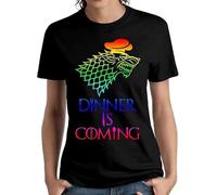 Dinner is Coming Mens Graphic T-Shirt Unisex Black Mens Tees(Medium)