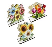 Dinner Napkin Holder -3 Piece Wooden Flower Shaped Tissue Paper Storage