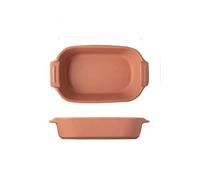 Dinner Plates Rectangular Ceramic Dinner Plate, Family Use Soup Plate with Handle, Baking Plate Suitable for Cheese, Rice, Assorted Color Dinner Plate (Color : Orange, Size : 2pack) (Orange 2pack