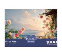 Dinner Table on The Balcony of an Ocean 1000 Pièces Carton Extra-épais Coffret De Puzzles Beach View House Stimulant Et Éducatif Jeu Créatif Puzzles As Birthday Gifts 38x26cm/1000pcs