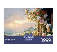 Dinner Table on The Balcony of an Ocean 1000 Pièces Carton Extra-épais Lot de Puzzles Beach View House Stimulant Et Éducatif Défi Unique Puzzles pour Adultes Et Enfants 52x38cm/1000pcs
