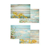 Dinnergut | 4 x 12 sets de table en papier avec motif Primavera | 48 pièces DIN A3 | Papier de qualité supérieure | Sous-main avec fleurs, bois | Naturel, branches | Sets de table jetables pour