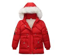 Dinnesis Enfants Chaud Épais Enfants Veste Neige Garçons Manteaux d'hiver Fermeture éclair Outwear Sweat à capuche Manteau et veste Cadeaux, rouge, 6-7 ans