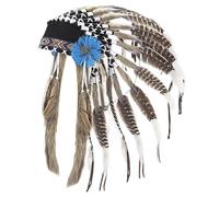Dinntty Bandeau À Plumes pour Coiffure Américaine, Bandeau À Plumes Indiennes pour Spectacle, Danse, Jeu De Rôle