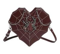 Dinntty Bandoulière en Forme De Cœur, Style Punk Bling-Bling, Araignée, Grande Capacité, À Main en Cuir PU Style Gothique avec Bandoulière Ajustable