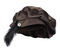 Dinntty Béret Médiéval Unisexe avec Plume, Chapeau en Daim Style Ménestrel, Bonnet Élisabéthain Renaissance pour Soirées À Thème