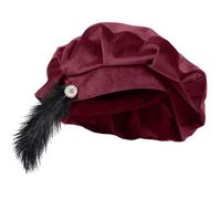 Dinntty Béret Médiéval Unisexe avec Plume, Chapeau en Daim Style Ménestrel, Bonnet Élisabéthain Renaissance pour Soirées À Thème