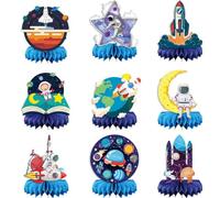 Dinntty Centre de Table en nid d'abeille sur Le thème de l'espace Extra-atmosphérique 1 Ensemble de décorations de Table sur Le thème de l'espace Extra-atmosphérique