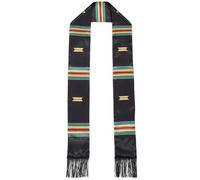 Dinntty Châle De Graduation Noir Africain, Étole d'honneur De Graduation, Châle À Pompon Double Couche, Étole De Graduation, Écharpe Adulte avec Logo en Ruban De Satin