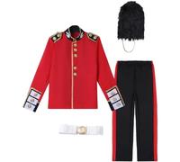 Dinntty Costume De Garde d'honneur De Garde Britannique, Déguisement De Garde Royal avec Chapeau, Tenue De Cérémonie, Ensemble De Costume De Soldat pour Halloween
