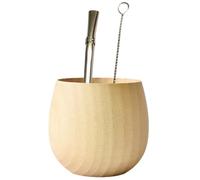 Dinntty Ensemble De Tasses À Yerba en Bois, Tasse À Saké À Gros Ventre, Tasse À Thé avec Paille Bombilla Brosse De Nettoyage, Tasse À Thé De 200