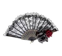 Dinntty Éventail Gothique Lolita Éventail À Main en Dentelle Éventail Vintage Noir Rouge Rose Éventail Pliant À Main Style Rétro Féminin pour Mariage, Danse, Église
