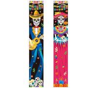 Dinntty Lot De 2 Bannières Décoratives pour Porche du Jour des Morts, Bannière Mexicaine « dia De Los Muertos », Panneau De Bienvenue À Suspendre pour Porte