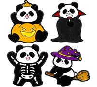Dinntty Lot De 4 Broches d'halloween, Adorables Badges Citrouille Panda, Épingles Amusantes, Crâne De Sorcière, Accessoires De Costume d'halloween