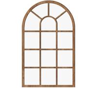 Dinntty Miroir Mural De Fenêtre avec Cadre en Bois, Décoration Murale Vintage Rustique en Forme De Fenêtre Arquée, Miroir Décoratif D'entrée De Ferme pour Salon, Salle De Bain, Chambre À Coucher