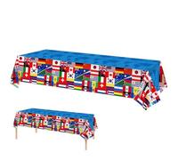 Dinntty Nappe De Fête Drapeau International, Nappe De Fête en Plastique Jetable, Décor De Fête d'anniversaire, Fête du Jeu Olympique 2024