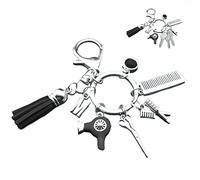 Dinntty Pendentif en métal Porte-clés Mini Coiffure Porte-clés sèche-Cheveux Peignes Ciseaux Pendentif Porte-clés Sac breloque Suspendue
