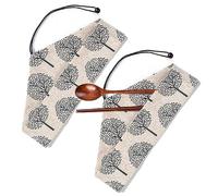 Dinntty Sac de Vaisselle Portable 2 pièces, Pochette à Baguettes imprimée Japonaise, Sac de Rangement de Couverts de Voyage en Plein air, Sac en Tissu pour cuillère Fourchette