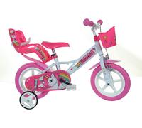 Dino Bikes Licorne 12" Vélo, 12" Filles, Blanc et Rose124RL-UN
