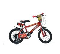 Dino Bikes - Vélo enfant Cars 14" - Vélo garçon avec stabilisateurs amovibles à partir de 3 ans - Vélo enfant avec plaque avant et gourde avec support - Hauteur de selle et guidon réglables (Rouge)