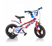 Dino Bikes Vélo Enfant Garçon 12 Pouces 1 Frein de Guidon et Pignon Fixe Arrière Rouge Blanc Bleu