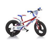 Dino Bikes Vélo Enfant Garçon 14 Pouces Freins sur Le Guidon Blanc Rouge Bleu