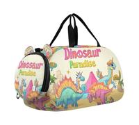 Dino Cartoon Paradise Sac de sport avec compartiment à chaussures léger pour voyage, sport, week-end, dino cartoon paradis