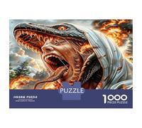 Dino feu Humain 1000 Pièces Pack Puzzle Ambiance préhistorique furieuse Puzzle Classique Voitureton Premium - Anti-Stress Déco Murale, Cadeau Femmes Hommes Seniors Passionnés 38x26cm/1000pcs