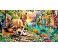 Dino-in-Fantasy-Village Puzzle 1000 pièces Extremement Difficile Jeux éducatifs pour Adultes et Enfants Idée Cadeau Parfaite à des Fins de Relaxation 38x26/1000 pièces