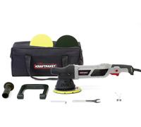 Dino KRAFTPAKET 640229 Polisseuse Excentrique 15 mm-950 W 12 Niveaux avec écran LCD et Fonction mémoire en kit avec éponge de Polissage et Plateau de Polissage pour Voiture, Bateau, hub XL, Gris